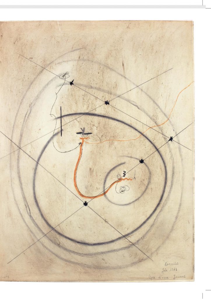 Mapa + transparência traçados por Gisèle Durand. Julho de 1976. Área de convivência: Graniers.