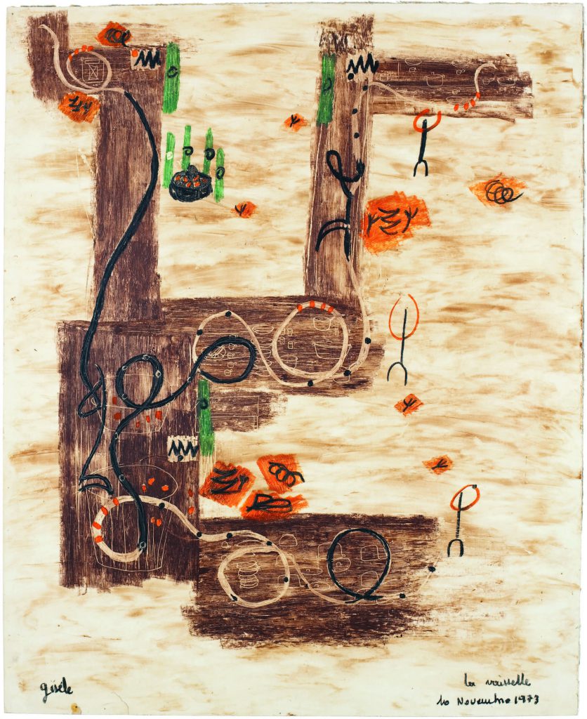 Mapa traçado por Gisèle Durand. 10 de novembro de 1973. Área de convivência: Le Serret.